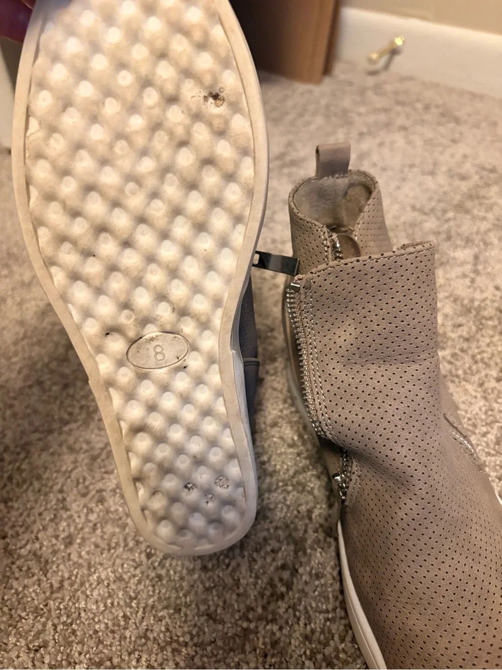 Women’s Taupe Wedge Sneakers with Side Zip